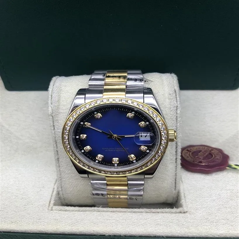 Com caixa original vendendo relógios de luxo relógio de pulso 18k ouro amarelo diamante dial moldura 18038 relógio automático masculino 232l