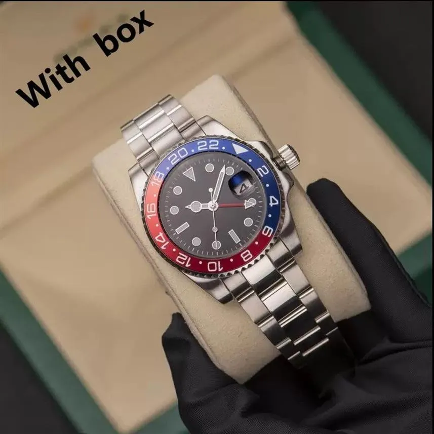 Męskie zegarki 40 mm Automatyczne zegarek mechaniczny Pełny stal nierdzewna niebieska czarna ceramiczna zegarek szafir