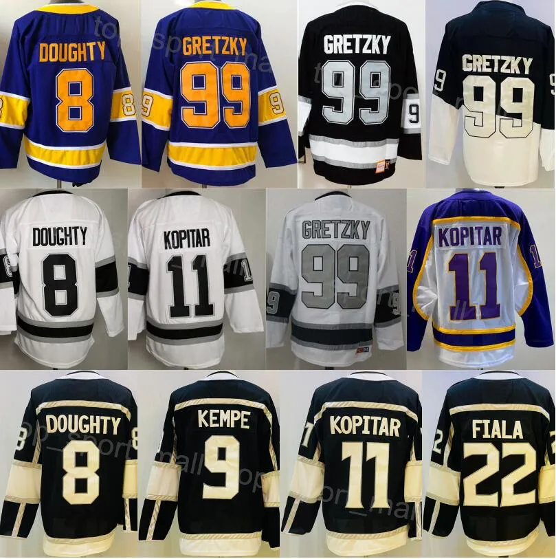 Men Ice Hockey 8 Drew Doughty Jersey 11 Anze Kopitar 22 Kevin Fiala 9 Adrian Kempe 99 Wayne Gretzky Stadium Series Retro Retro Purple Black White