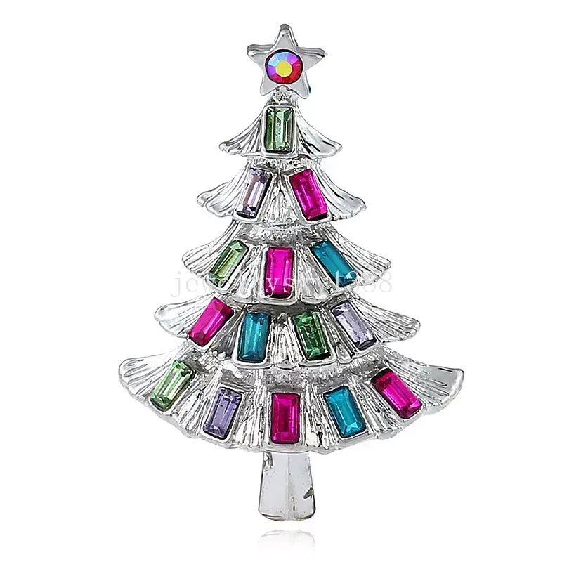 Julgranbroscher för kvinnor Rhinestone Xmas Tree Brosch Gift Fashion Jewelry Festival Brooch Winter Coat Cap Brooches