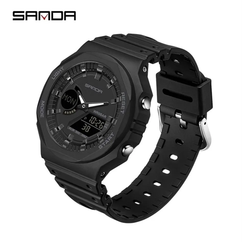 Sanda relógios masculinos casuais 50m à prova dwaterproof água esporte relógio de quartzo para masculino relógio de pulso digital g estilo choque relogio masculino 2205208o