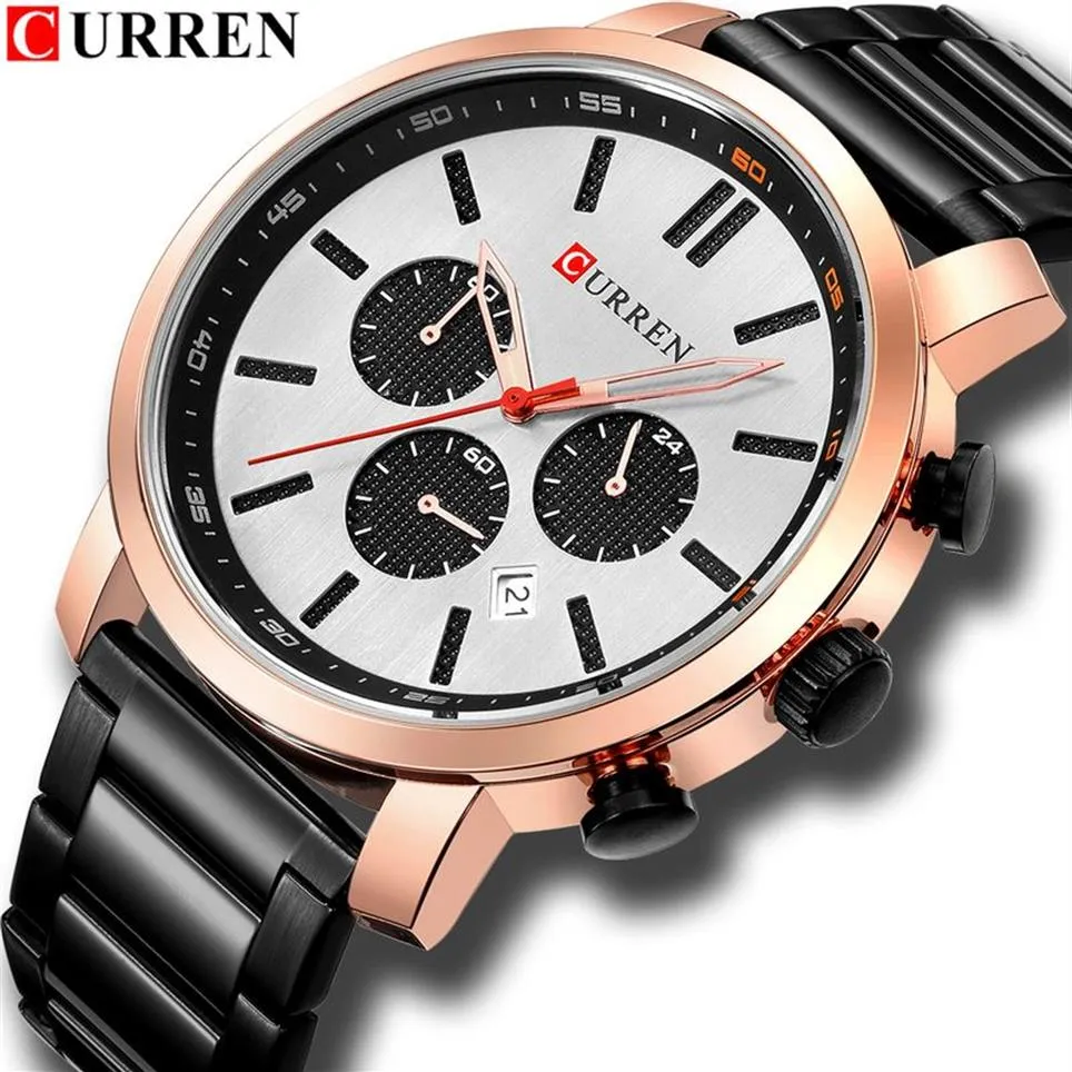 Montres hommes décontracté chronographe montre-bracelet marque de luxe CURREN acier inoxydable résistant à l'eau 30 M Relogio Masculino201z