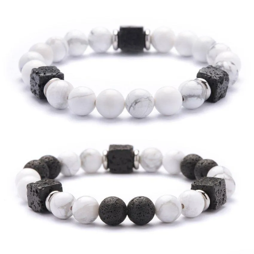 Bracciale in pietra naturale con perline Quadrato vulcanico Uomini e donne Personalità Atmosfera Maturo Polso intellettuale Gioielli Goccia Del Dhgarden Dhnvk