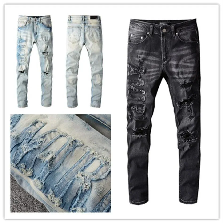 Luxurys Designer Mens Jeans最新のリスティングストリップレターデニムパンツファッションリッピングカジュアルなhomme男性ホールズボンサイズw29-402350