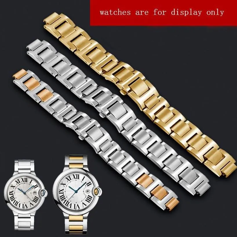 Bracelets de montre en acier inoxydable, 14 18 20 22mm, argent, or, Rose, Bracelet de remplacement en métal pour chaîne 252V