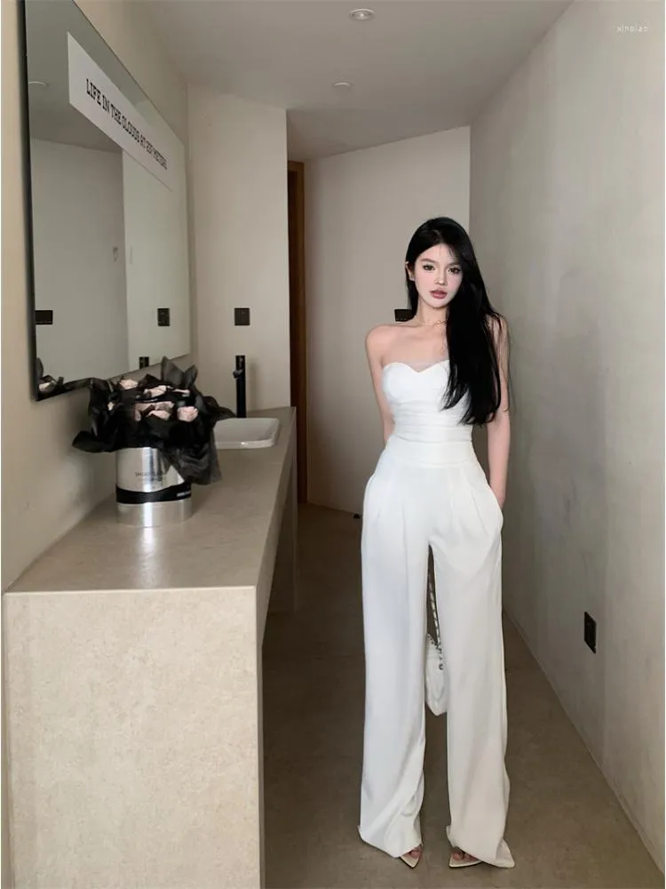 Lnsozkdg – pantalon deux pièces pour femmes, édition coréenne, court, col une ligne, épaules dénudées, soutien-gorge en gaze légère, haut ample et décontracté pour femmes