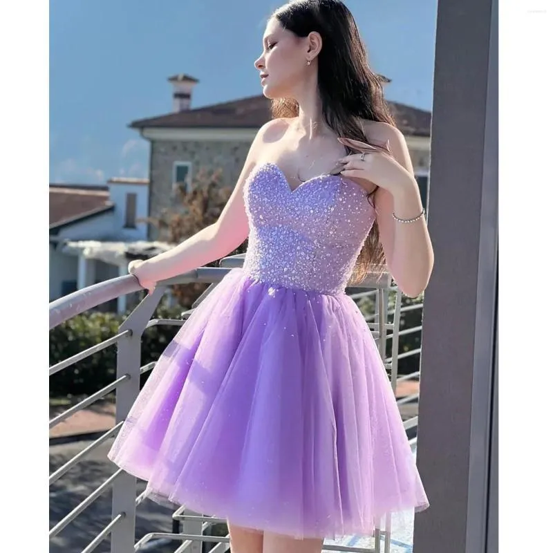 Party Dresses Light Purple Sweetheart Short Homecoming Dress A Line Mini Juniors Sweet 15 Graduation Cocktail Plus Size