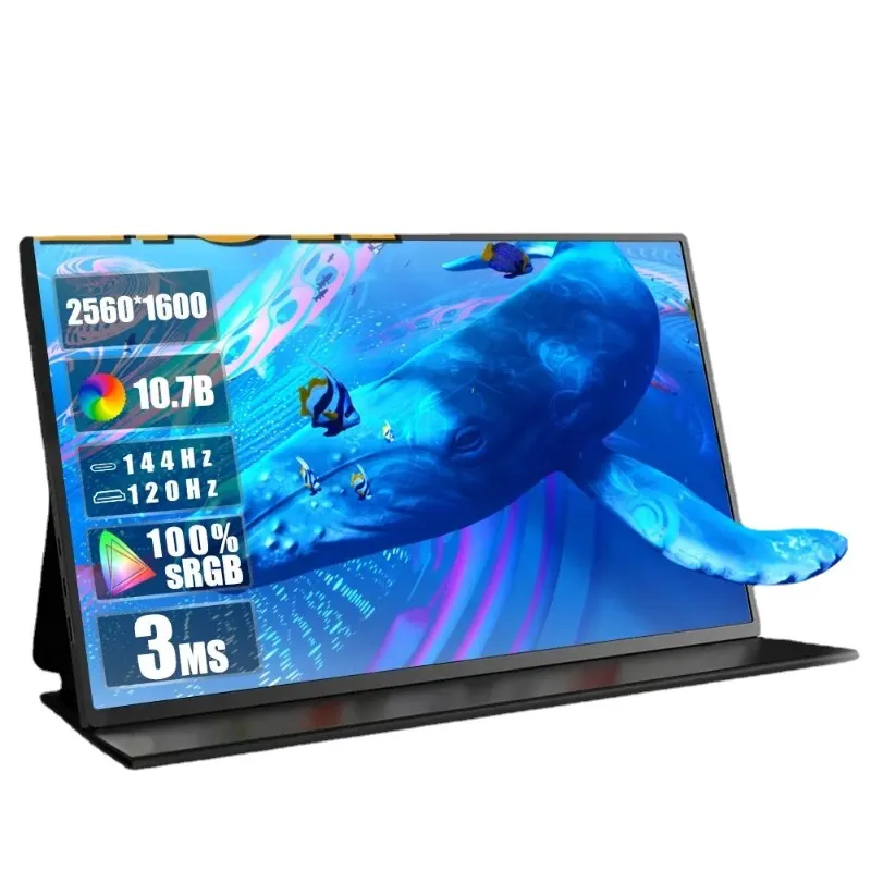 Bimawen 16 cali 2,5k 144 Hz Portable Monitor 2560x1600 100 Adobe SRGB Wyświetlacz ekran gier dla Laptop Mac Phone Xbox PS4/5 Przełącznik