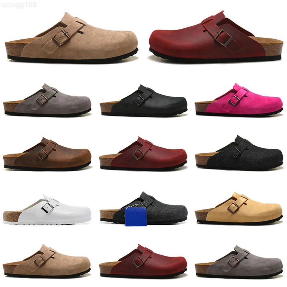 Boston Clogs Designer Sandals men women slide slippers Soft Footbed Clog Suede Leather Buckle Strap Shoes Unisex Woody Outdoor Indoor Brown 2023UI