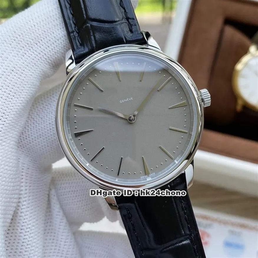 Alta qualità Patrimony 81180 000P-9539 Miyota Orologio automatico da uomo Cassa in acciaio da 42 mm Quadrante grigio Orologi eleganti da uomo in pelle nera Str328V