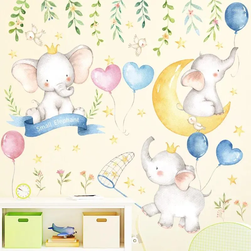 Adesivos de Parede Adesivo Dos Desenhos Animados Quarto Infantil Quarto Do Bebê Papel De Parede Decorativo De Elefante Balão Animal Escola