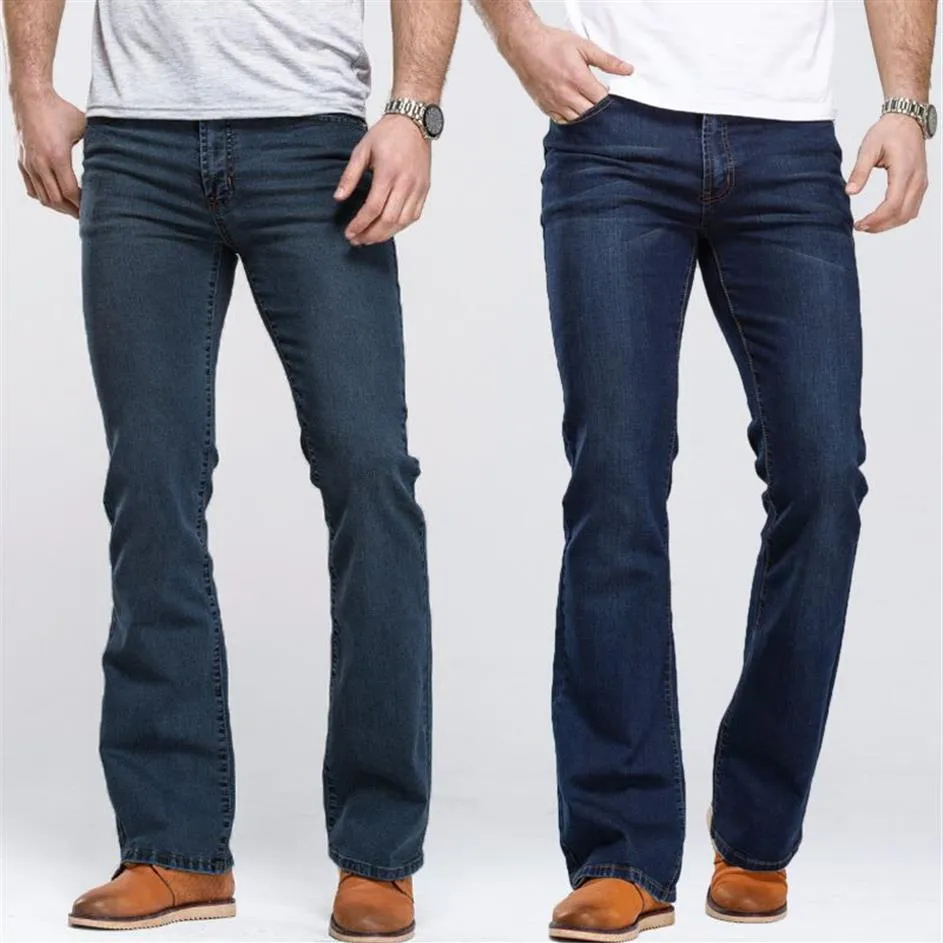 Jean coupe botte légèrement évasé pour homme, coupe Slim, marque célèbre, bleu noir, classique de styliste, Denim extensible, jeans281i