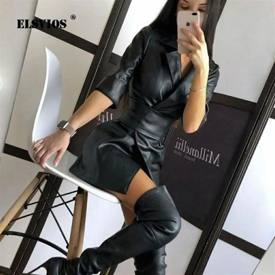 Lace Mesh Sleeve Patchwork Women Sexy Dress Autumn Stand Collar Print Zipper Pocket PU Leather Dress Elegant Slim A-Line Dresses 2184U