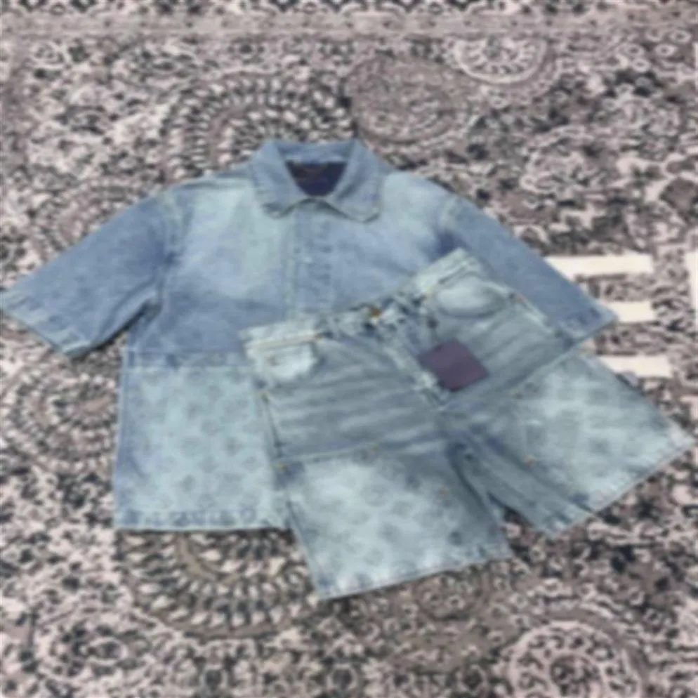 2023 lente zomer nieuwe collectie 100% katoen werkkleding denim set - shirt met korte mouwen en shorts euro maat s tot xl253s