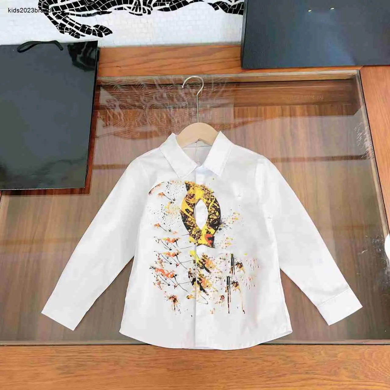 designer Baby Shirt Long sleeved Kids lapel jacket Size 110-170 CM fashion Colorful logo printing Child Blouses Oct05