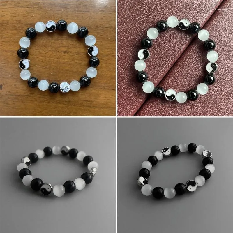 Strand frisado pulseira feminino masculino pedra natural pulseiras ágata contas de cristal diy opalas yin yang pulseira