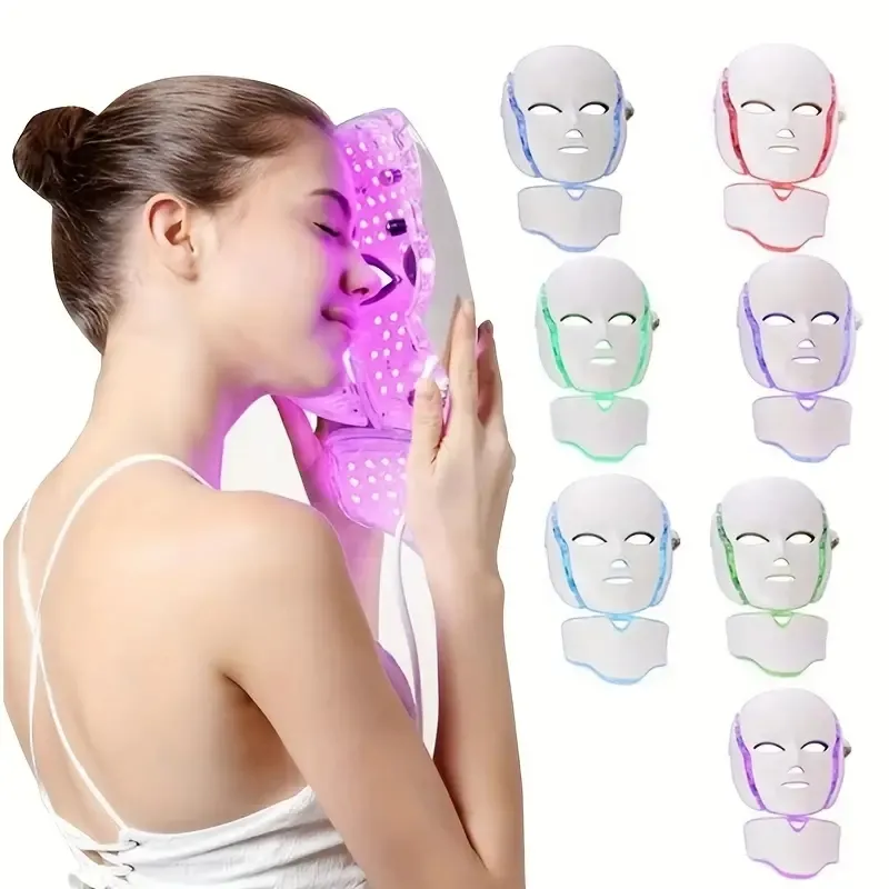 Masque facial LED 7 couleurs pour le rajeunissement et l'entretien de la peau - Apaisez et illuminez votre peau avec la thérapie photonique