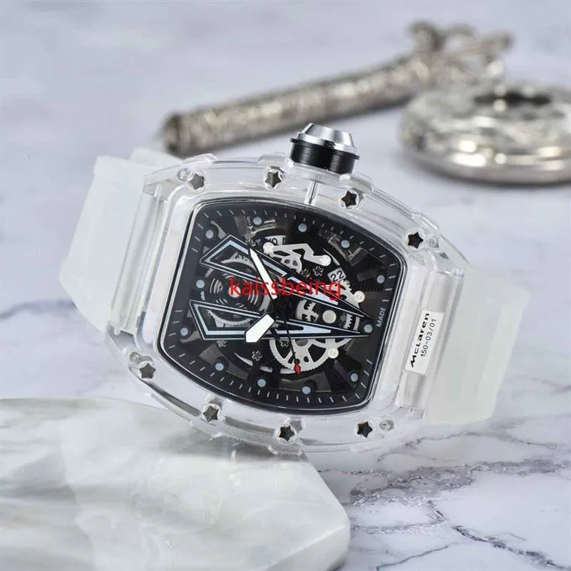 Luxury 3-pin quartz watch transparent bezel men's automatic watch men's designer wrist waterproof Reloj Hombre210n