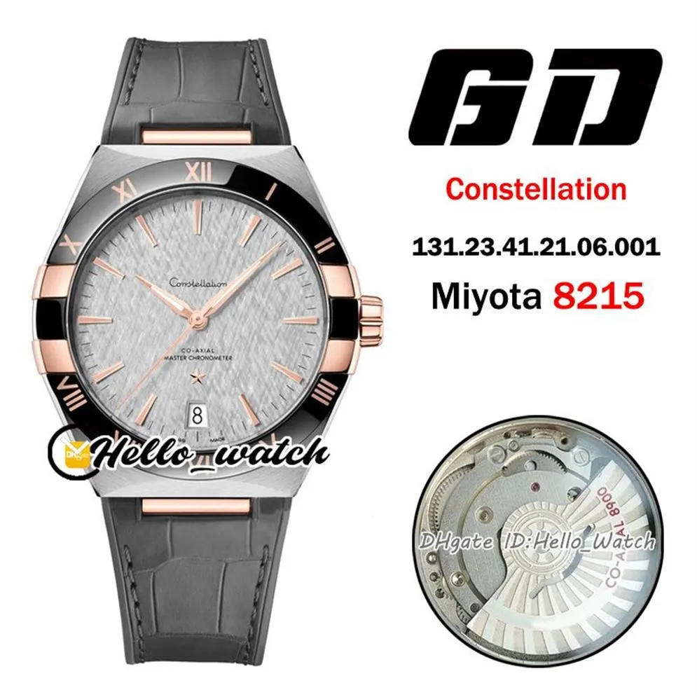 41 mm koncentryczny 131 23 41 21 06 001 zegarki Miyota 8215 Automatyczne męskie zegarek biały pokrętło dwa ton Rose Gold Case Black Leather Pasp H310z