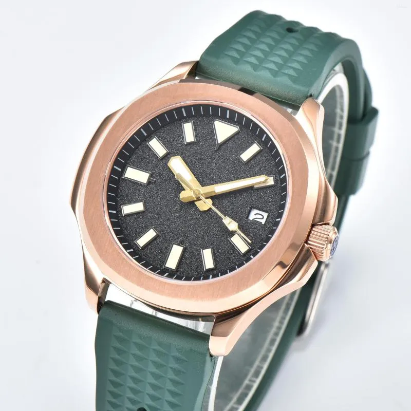 Armbandsur lyx 40mm automatisk herrklocka NH35 SKX 007 Rose Gold Case Waterproof Sapphire Glass Clock