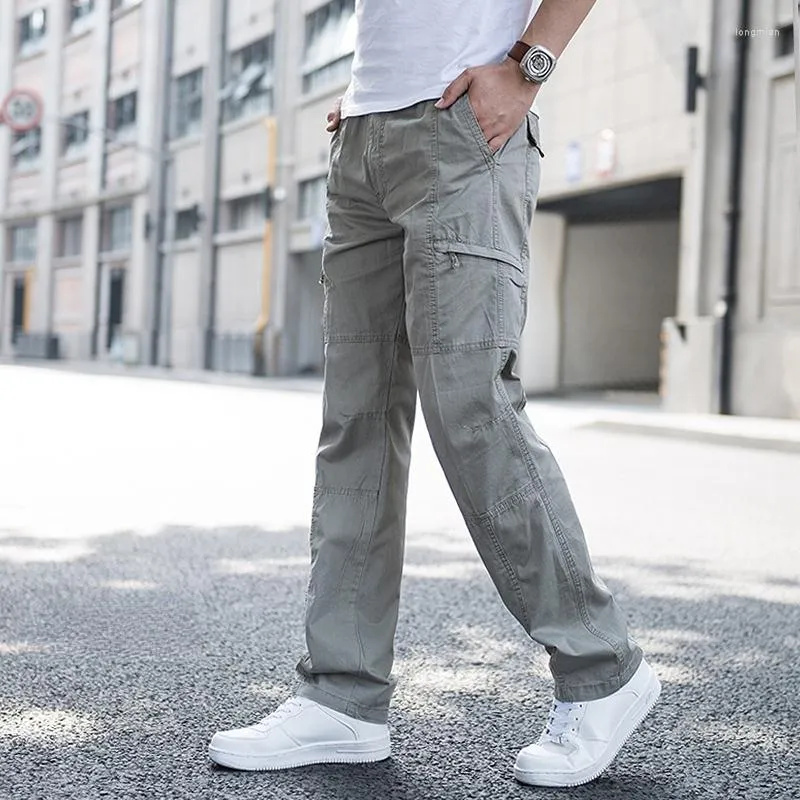 Mens Cargo Work Straight Leg Cargo Pants With Straight Leg, Loose