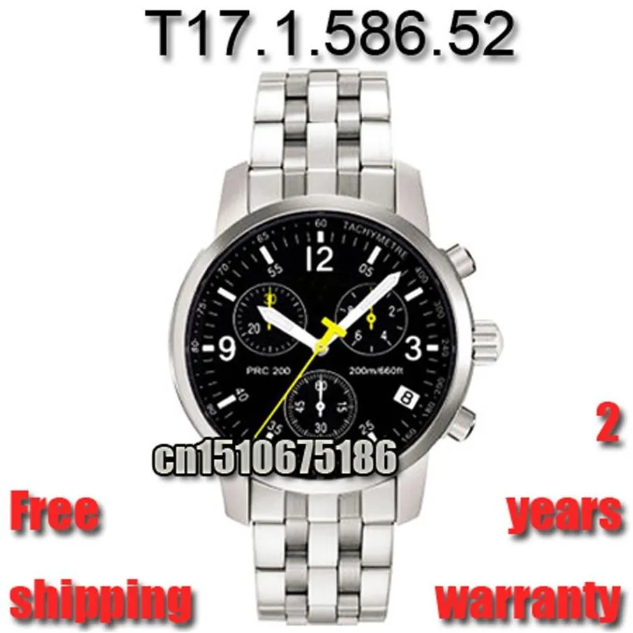 Nuovo 2016 cinturino in acciaio cronografo orologio da uomo vetro zaffiro modello T17 1 586 52 movimento svizzero ETA originale al 100% T17158652 T246R