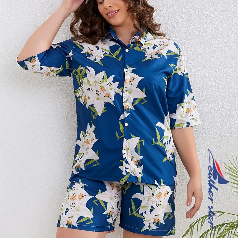 Kadınların eşofmanları kadınlar için plaj kıyafetleri 2 adet set hızlı kuru hawaii gömlek ve şort ladys moda giyim baskısı sıradan kıyafetler