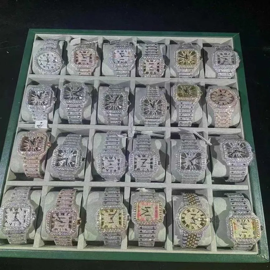 Zegarek na rękę D55 Luxury Mens Watch 4130 Ruch Watch For Men 3255 Montre de Luxe Mosang Stone Iced Vvs1 Gia Watch Diamond Watchs285m