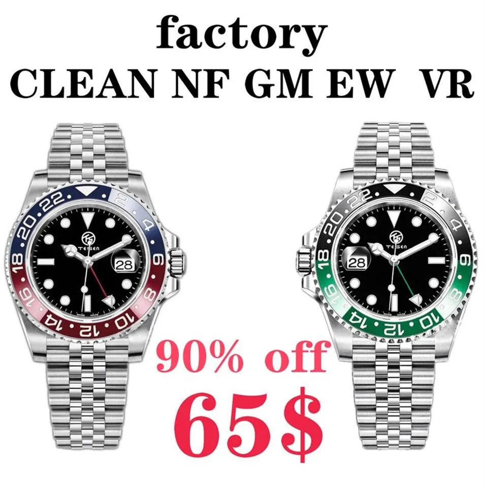 NF CLEAN VR GM Montre de luxe pour hommes Double fuseau horaire ETA 2836 3186 3285 Automatique Mécanique Plongée Sports Lefty Green Mode Hommes GMT 286h