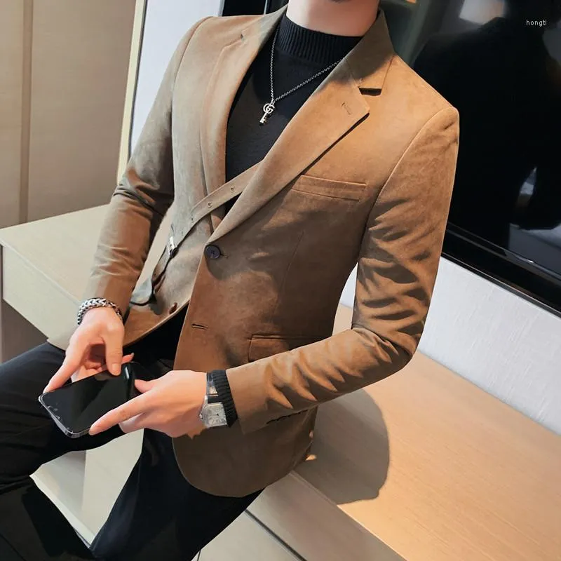 DHgate Suede Suit Jacket Autumn Winter Collection Casual Business Blazers for Men Wedding Groom Banquet Party Dress Coats Apparel