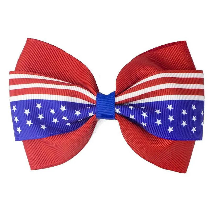 4 inch hair accessories 4th of july flag hair bows for girls with clips red royal white hairbows grosgrain ribbon stars stripe