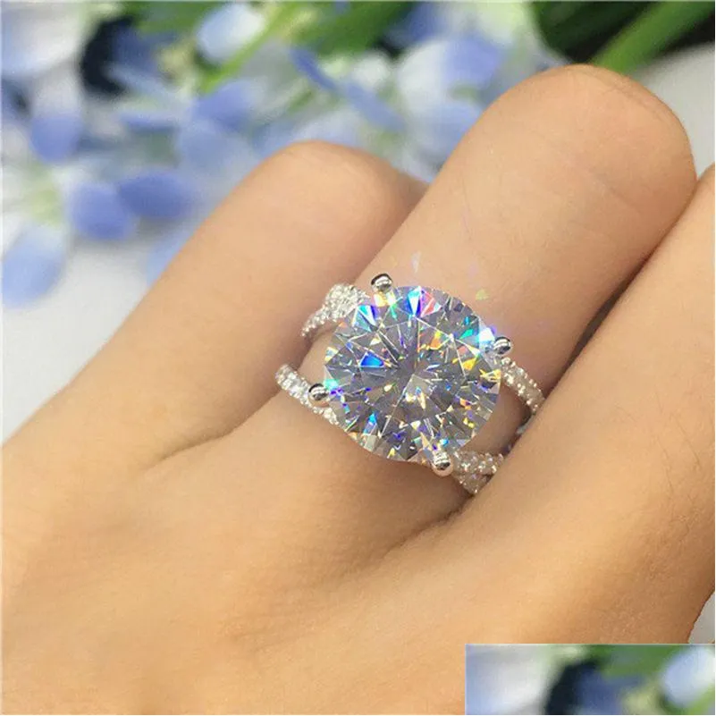 Band Rings Luxury Cross Design Womens Ring Fashion Versatile Female Accessories Bling Crystal Cz Eternity Drop Delivery Jewelry Dhqic