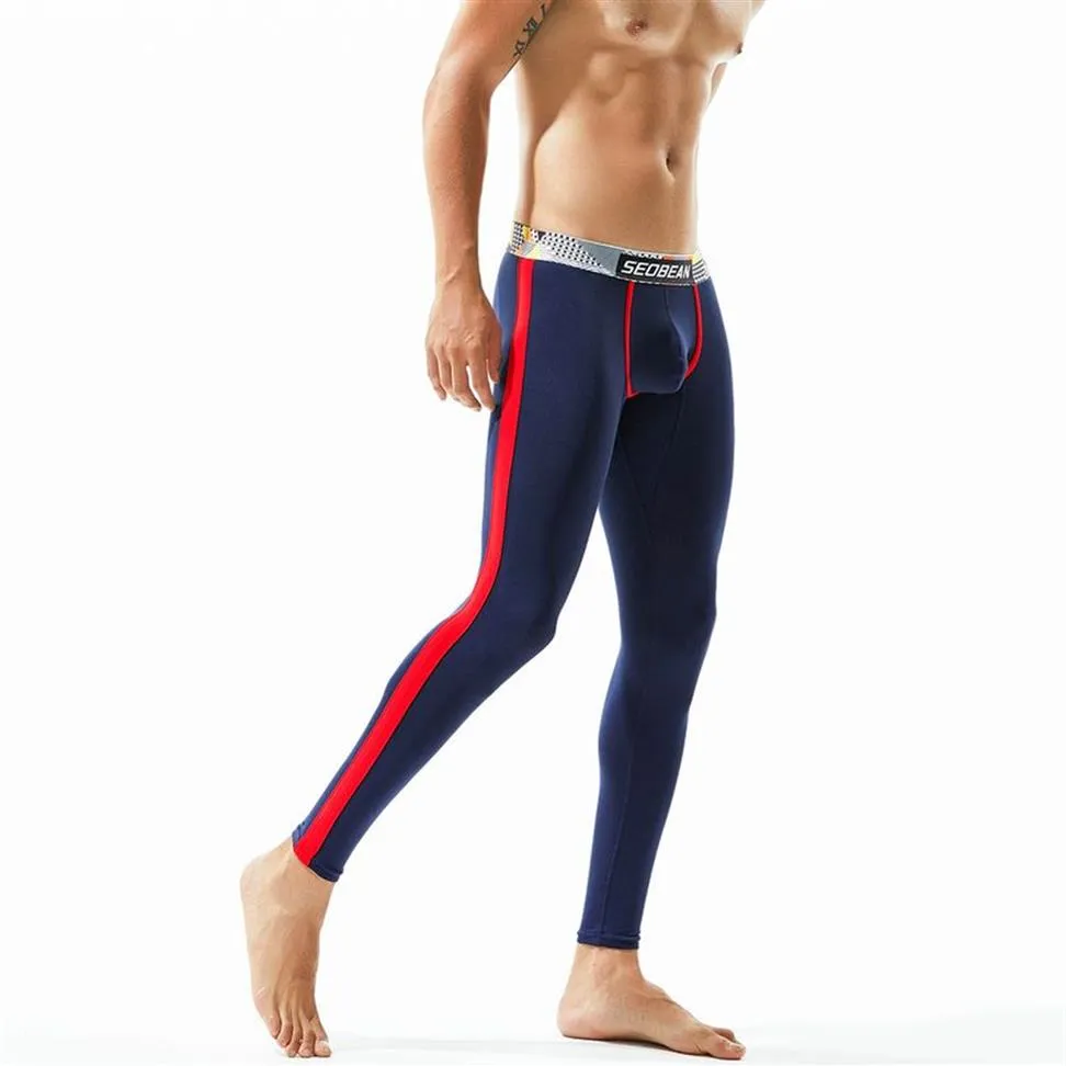 2018 nouveau hiver hommes mode sexy longs Johns coton sous-vêtements thermiques solide WarmTight unique longs leggings pantalons de haute qualité265u