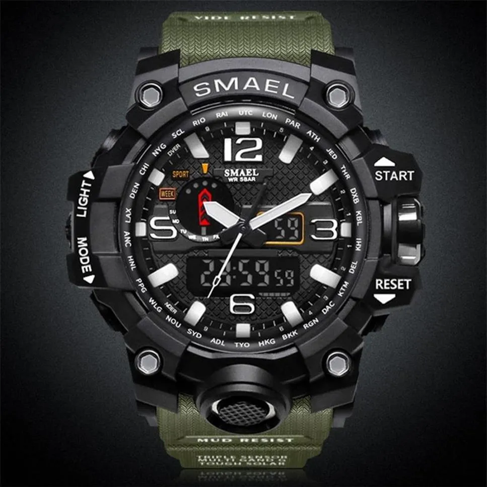 Smael Brand Men Fashion Waterproof Stopwatch Analog Quartz Watch Mens Sport Watches Casual Digital Clock Man Relogio Masculino 20189g