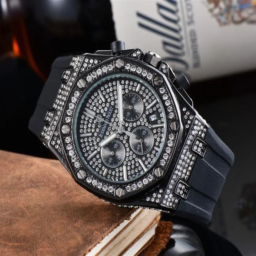 2022 Silikonowy luksus męski A Watch 6 Pin Feature Kwarc Drugi bieganie Chronograph Business Fashion Wristwatch Waterproof 24 264r