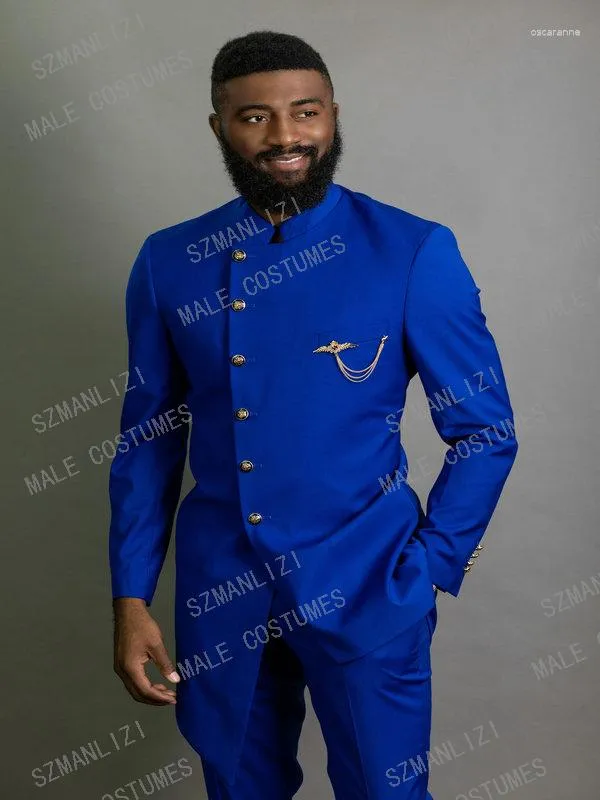 Costumes pour hommes 2023 Design classique Costume bleu royal Slim Fit mariage pour hommes marié smoking vêtements africains homme Blazer