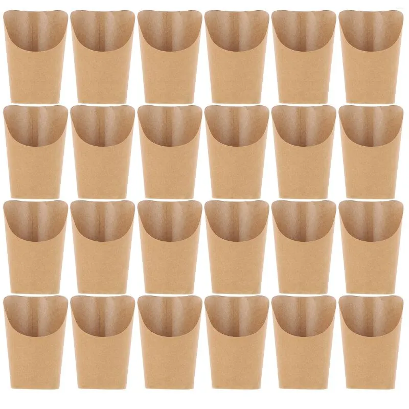 Engångskoppar sugrör 100 datorer Kraft Paper Cup French Fry Holder Chip Fryers Dessert Container Ice