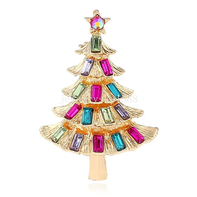 Julgranbroscher för kvinnor Rhinestone Xmas Tree Brosch Gift Fashion Jewelry Festival Brooch Winter Coat Cap Brooches