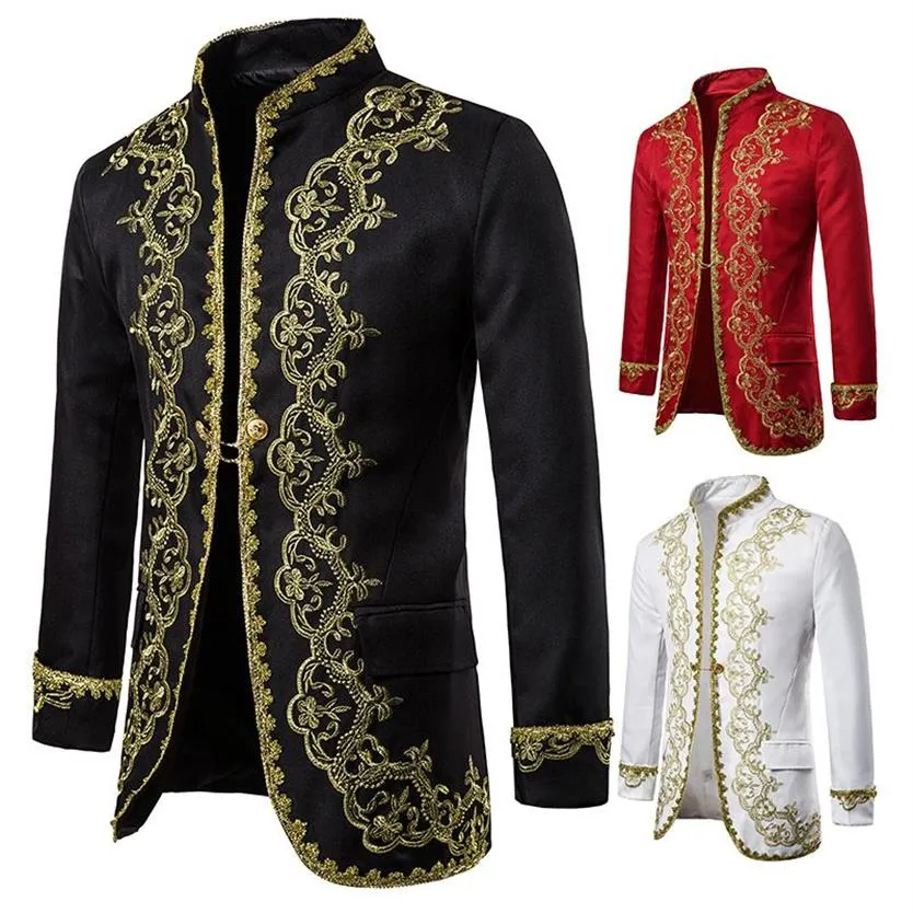 Court Coat Arabian Style Jacket Vackert broderade män passar Bankett Bröllopsdräkt Fashion Jacket255J