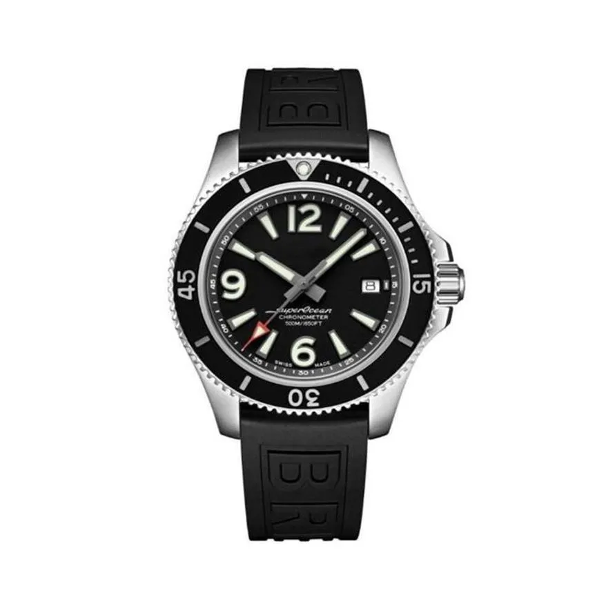 U1 Luxury New Mens Watch Ocean Rotatable Bezel Black Blue Rubber rostfritt stål Sapphire Glass Automatisk mekanisk rörelse Watc199i