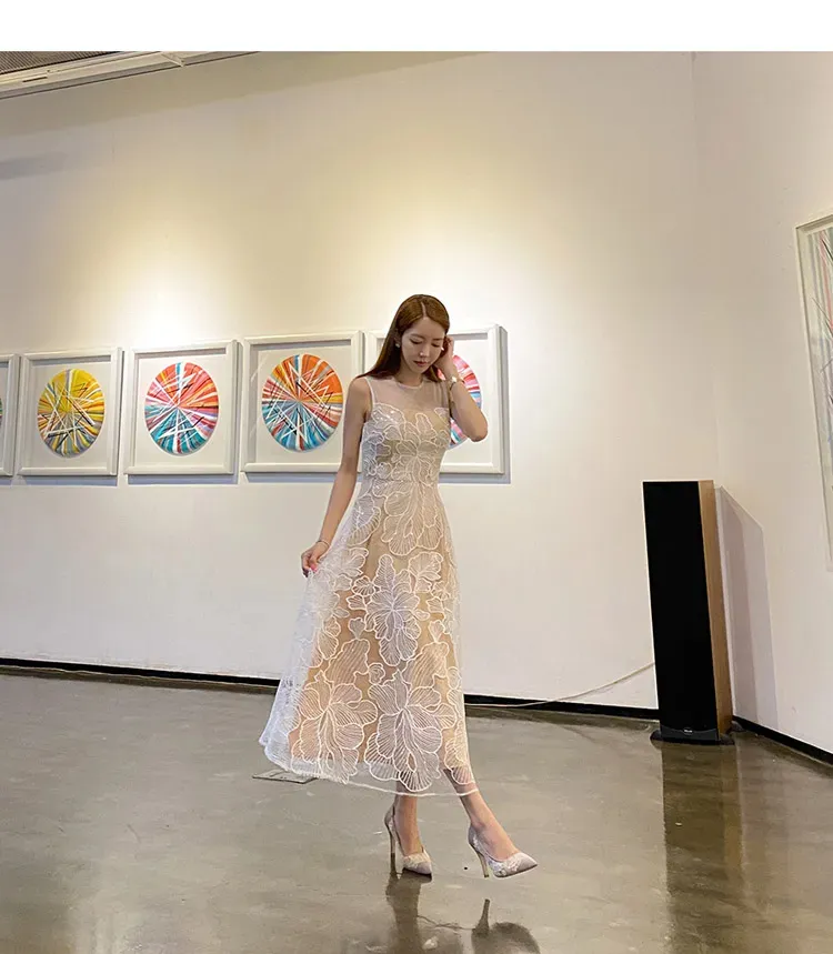 elegant modest maxi dress High Neck Sleeveless Maxi White Dress With Removable Cuffs – HAREM's Brides main image 0