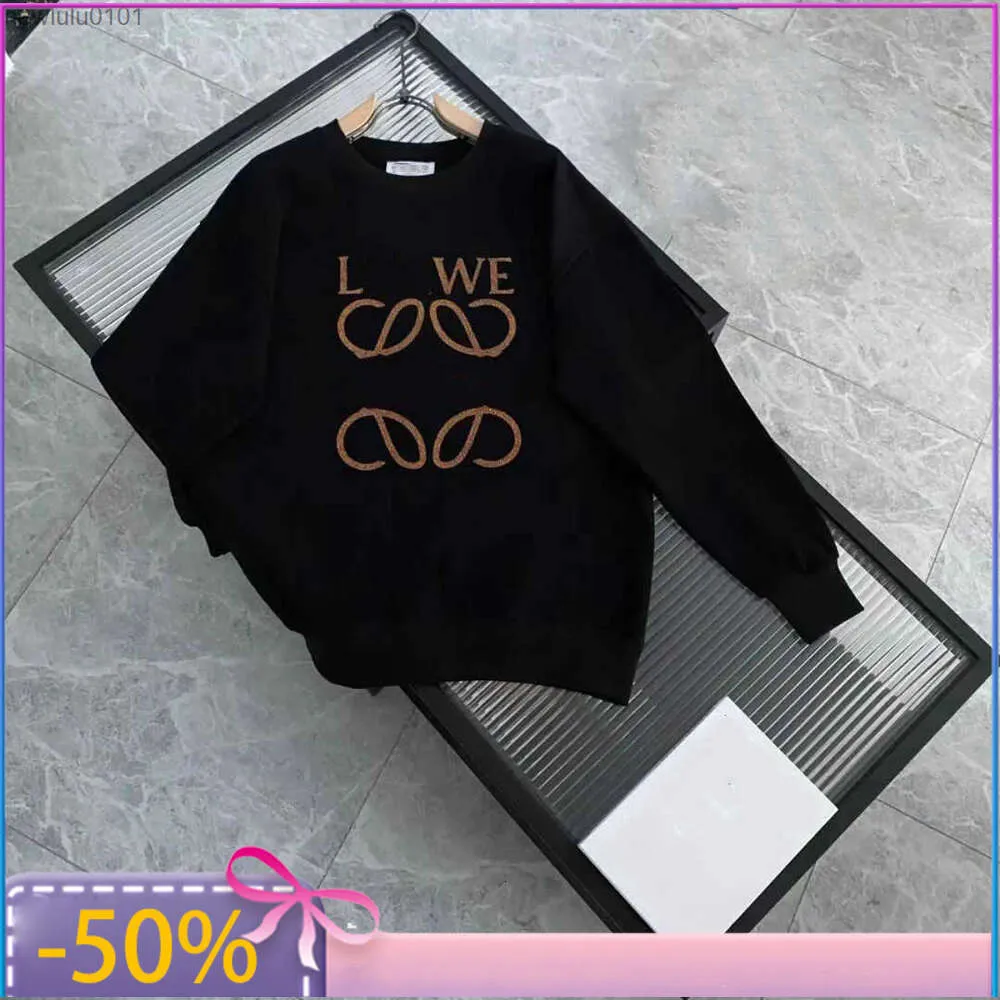 Sweatshirt tröja Autumn Winter Brodery Round Neck Long Sleeve Lowes Reverse Wearing tröja Herrkvinnans topp överdimensionerad