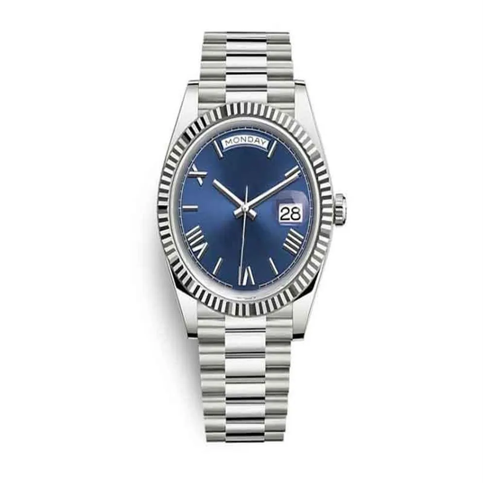 The most fashionable men's watch dual calendar blue dial sapphire glass retro Roman numerals stainless steel one-piece bracel329w