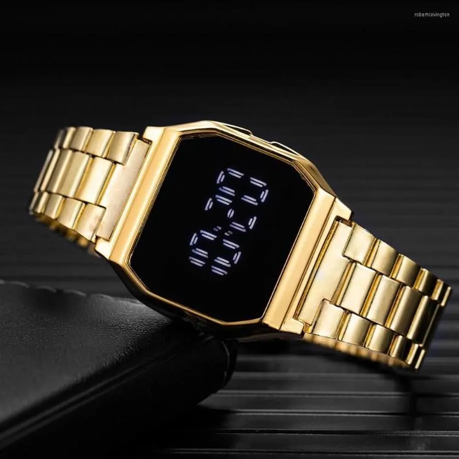 Horloges Luxe digitale horloges voor dames Elektronisch LED-polshorloge Roestvrij stalen horlogeband Mode Rose goud dames Clock255r