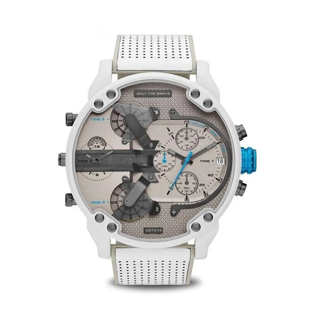 Hommes grand grand cadran montre mode horloge individuelle ceinture en Silicone 7419 montre à Quartz blanc sport heure d'affaires mâle Dz 220208275S