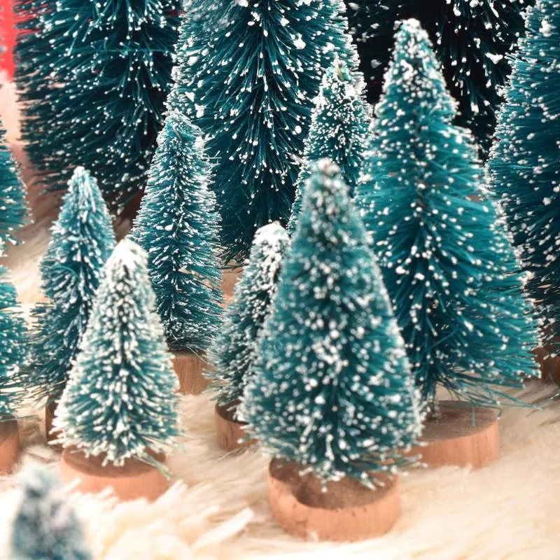 ديكورات عيد الميلاد 12 مساءً زخرفة شجرة صغيرة صغيرة صنوبر صنوبر السيزال المناظر الطبيعية أشجار الأشجار الكريمة على الطاولة