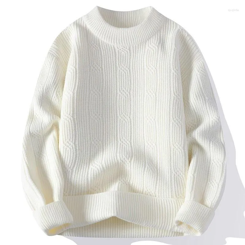 Herrtröjor harajuku herr stickad tröja Autumn Winter Topps Men Casual kläder mode Crewneck Chunky Knit Pullover B145