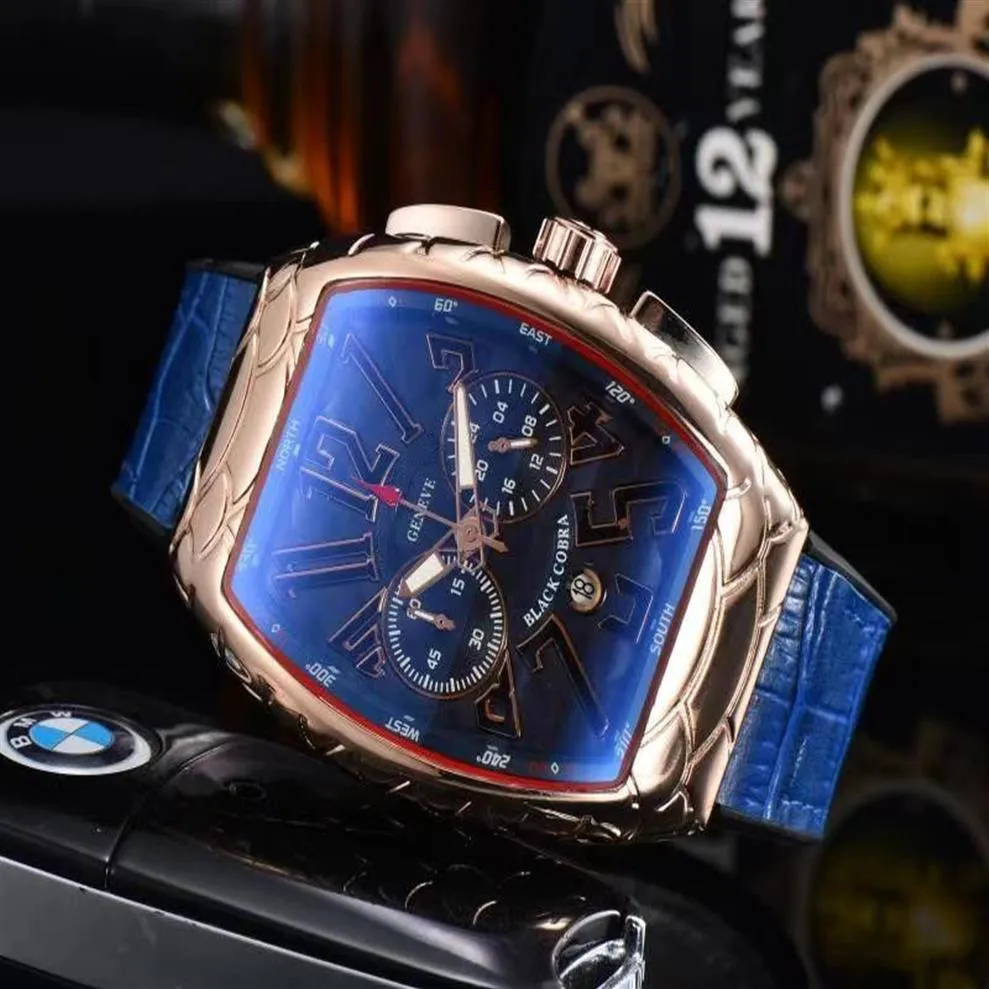 The high quality Luxury Watchbr-U1 quartz Watches All five needles work Bezel Stainless Steel Mens Watch franck brand BLACK COBRA 269T