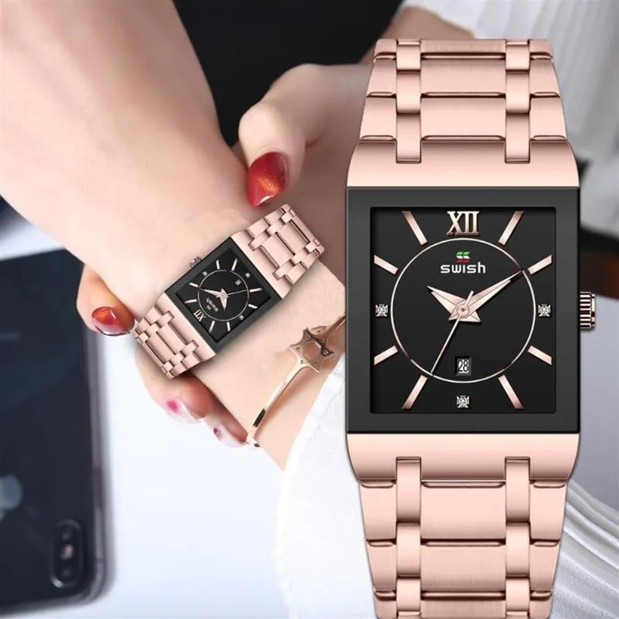 Zegarwatki dla kobiet mężczyzn luksusowe bransoletki zegarki najlepsze marka sukienka kwarcowa zegarek panie złote różowe złoto na rękę renogio fe2259