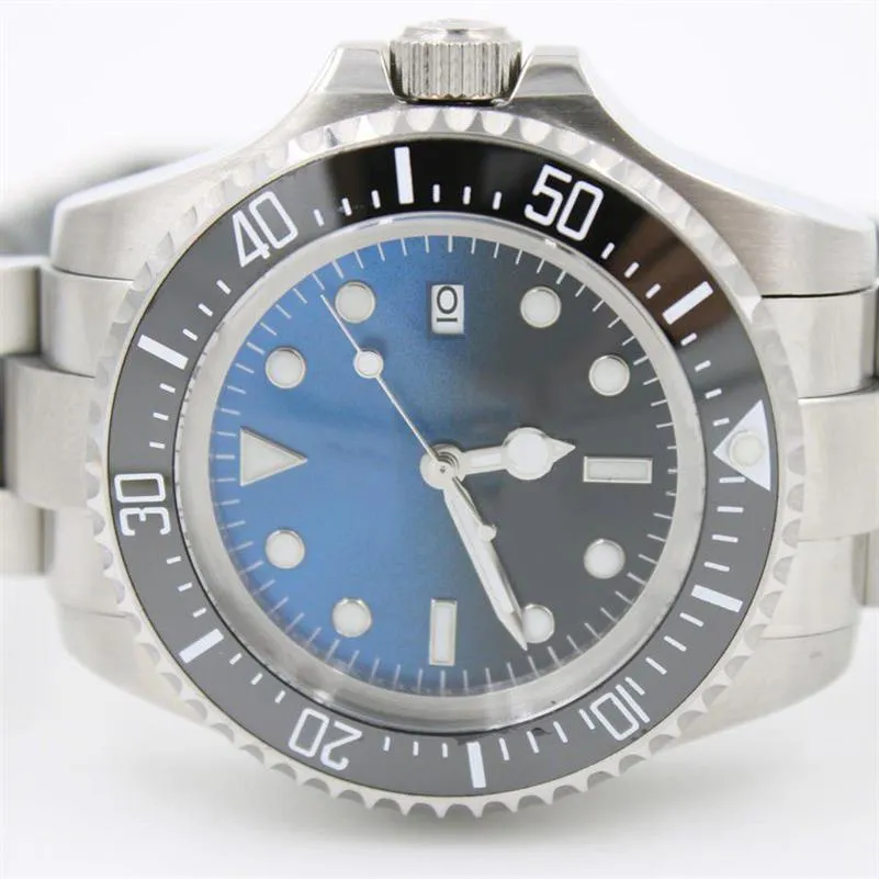 Relógio masculino d-azul 44mm moldura de cerâmica profunda sea-dweller cristal de safira aço inoxidável 316l glide lock fecho automático mecânico me237t